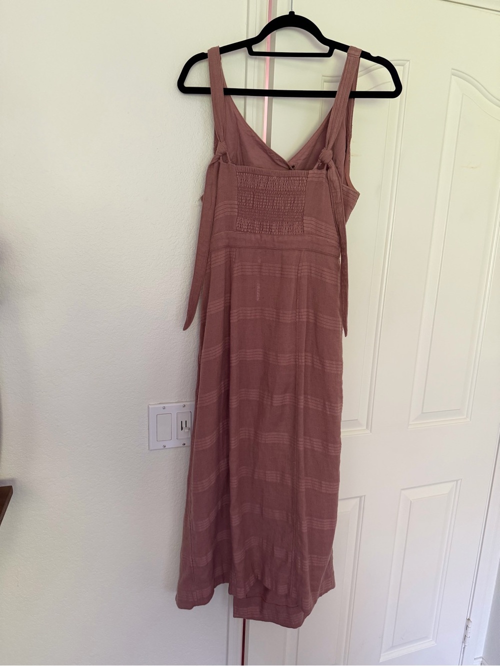 Free People Mauve Cotton and Linen Button-Front Cutout Maxi Dress - Picture 4 of 7
